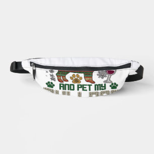 Drink Wine Bulldog Dog Ugly Sweater Santa Hat Bum Bags