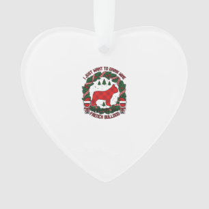 Drink Wine French Bulldog Dog Red Plaid Christmas  Ornament