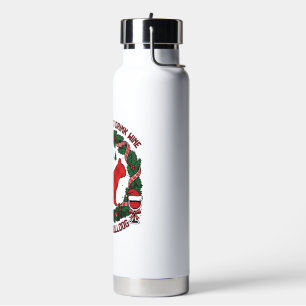 Drink Wine French Bulldog Dog Red Plaid Christmas Water Bottle