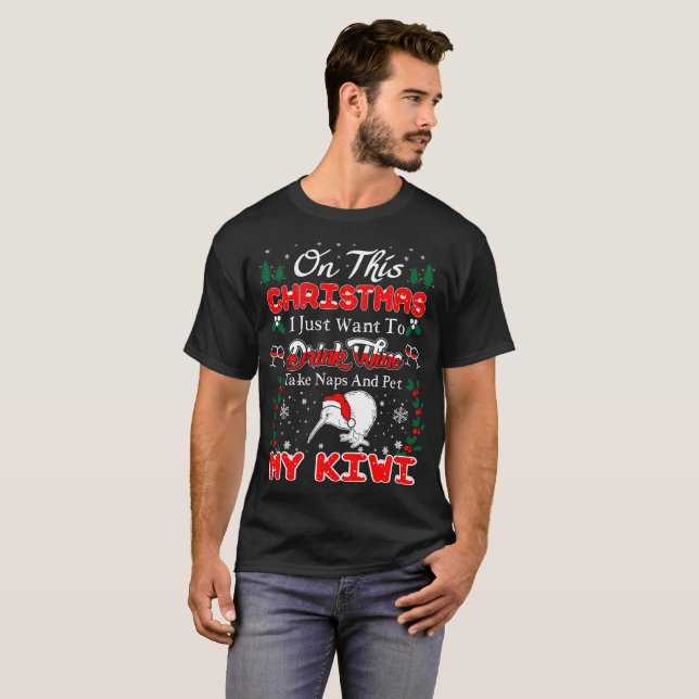 Drink Wine Pet Kiwi Christmas Ugly Sweater (Front Full)