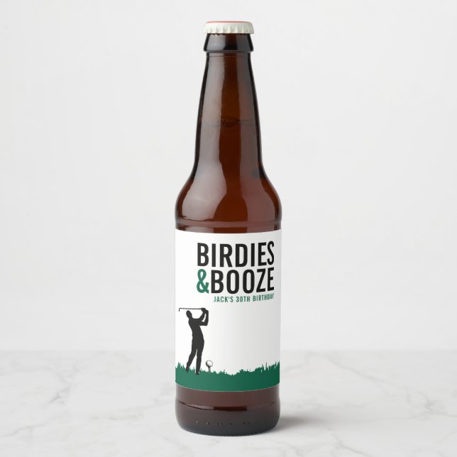 Drinkin' & Drivin' Adult Golf Birthday Party Beer Bottle Label (Front)