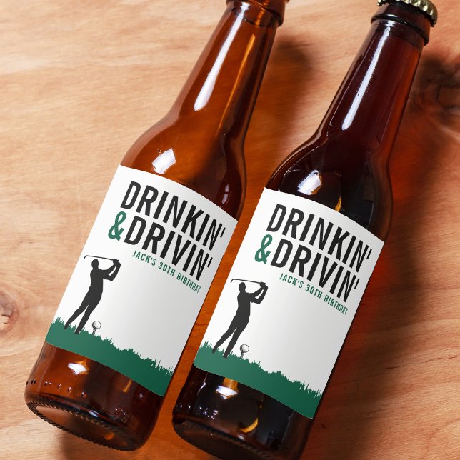 Drinkin' & Drivin' Adult Golf Birthday Party Beer Bottle Label (Drinkin' & Drivin' Adult Golf Birthday Party Beer Bottle Label
)