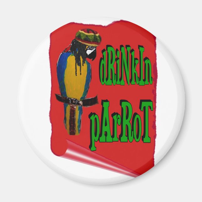 Drinkin' Parrot Magnet (Front)