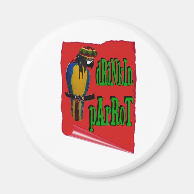 Drinkin' Parrot Magnet (Front)