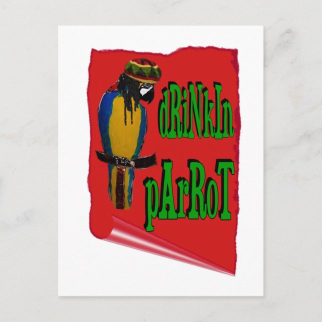 Drinkin' Parrot Postcard (Front)