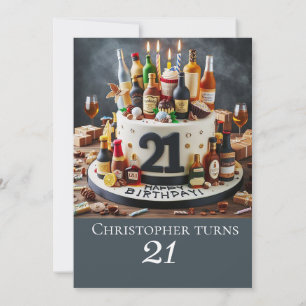 DRINKING AGE BIRTHDAY CAKE,  21st CELEBRATION Invitation