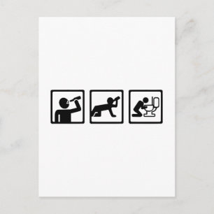 Drinking alcohol puke postcard