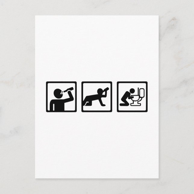 Drinking alcohol puke postcard (Front)