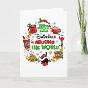 Drinking Around The World Family Christmas Vacatio Card