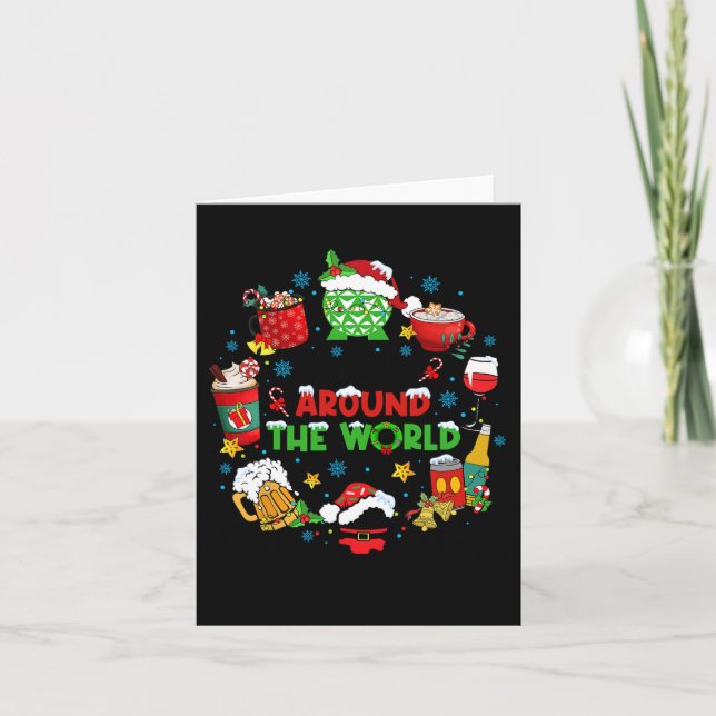 Drinking Around The World Family Christmas Vacatio Card (Front)