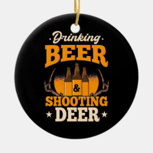 Drinking Beer And Hunting Deer Ceramic Tree Decoration