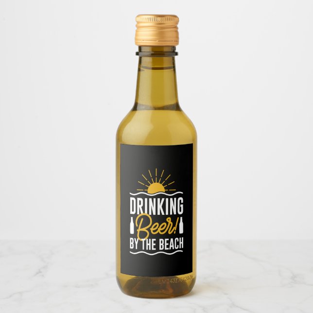 Drinking Beer By The Beach Wine Label (Front)