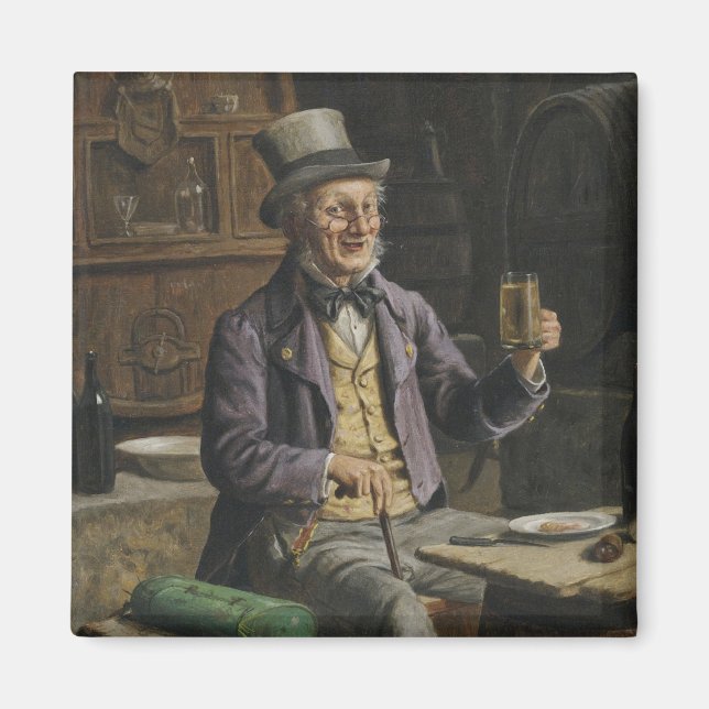 Drinking Beer Painting Magnet (Front)