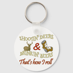 Drinking Beer Shooting Deer Key Ring