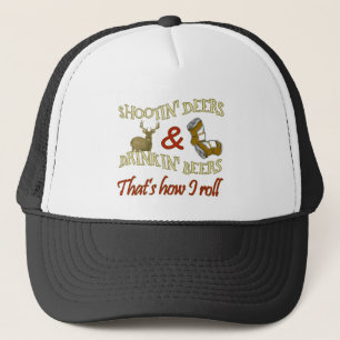 Drinking Beer Shooting Deer Trucker Hat