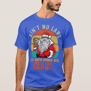 Drinking Beer With Santa Claus Funny Retro Vintage T-Shirt