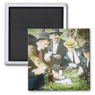 Drinking Buddies at a Card Game 1907 Magnet