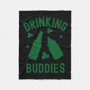 Drinking Buddies St Patrick's Day Shamrock Beer Da Fleece Blanket