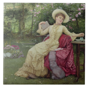 Drinking Coffee and Reading in the Garden (w/c on Tile