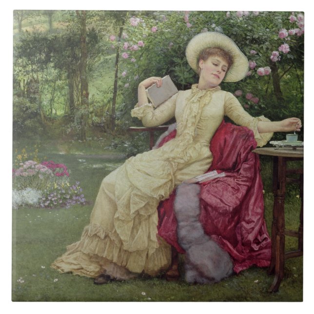 Drinking Coffee and Reading in the Garden (w/c on Tile (Front)