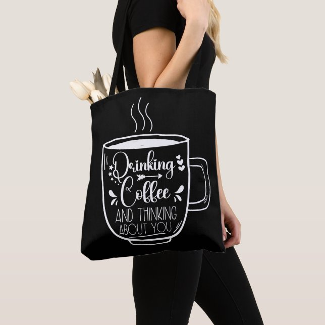 Drinking Coffee And Thinking Birthday Addict Cool Tote Bag (Close Up)