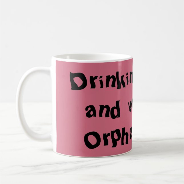 drinking coffee and watching orphan Black fun font Coffee Mug (Left)