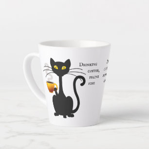 Drinking Coffee Feline Fine - 12 oz. Latte Mug