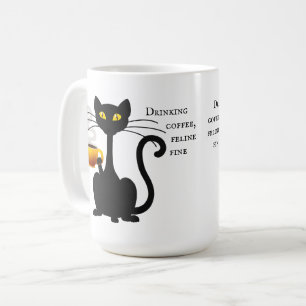 Drinking Coffee Feline Fine - 15 oz. Mug