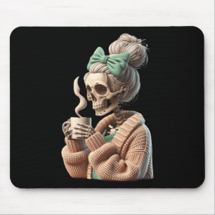 Drinking Coffee Skull Skeleton For Women Gift Coff Mouse Mat