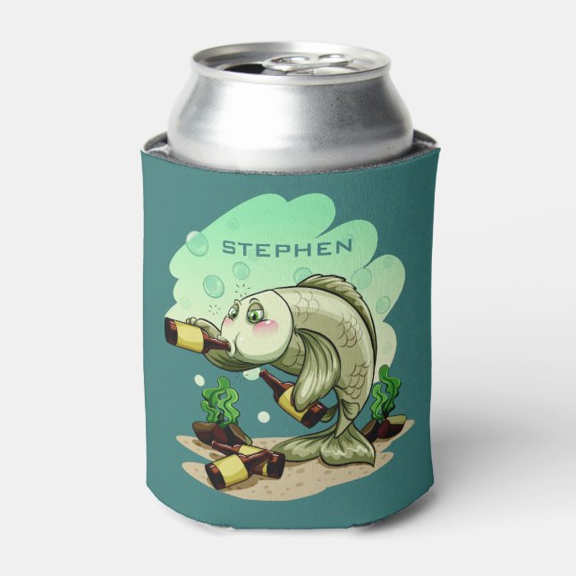 Drinking Fish custom name Can Cooler (Can Front)