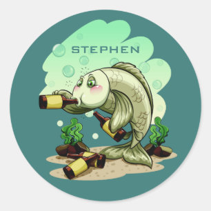 Drinking Fish custom name stickers