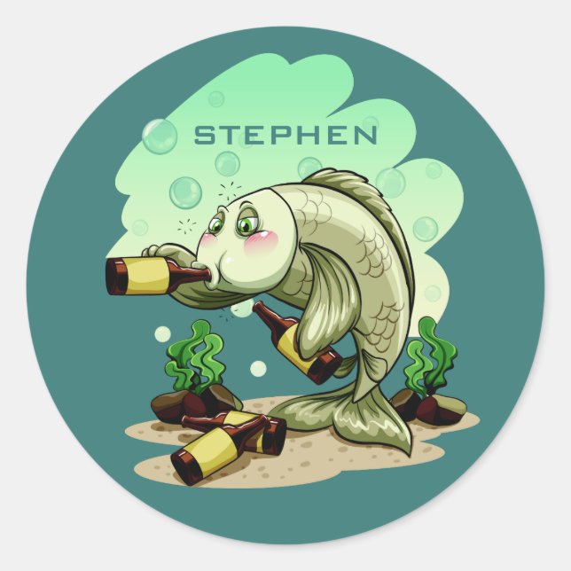 Drinking Fish custom name stickers (Front)