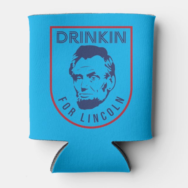 Drinking for Lincoln July 4th Can Cooler (Front)