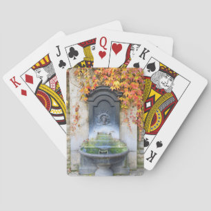 Drinking fountain in fall, Hungary Playing Cards