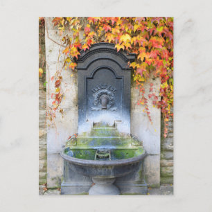 Drinking fountain in fall, Hungary Postcard