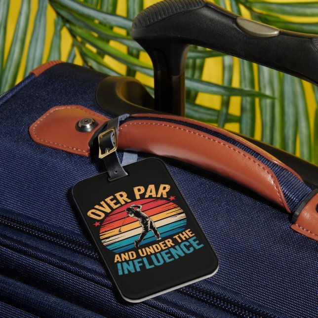 Drinking Funny Golfing Luggage Tag (Front Insitu 1)