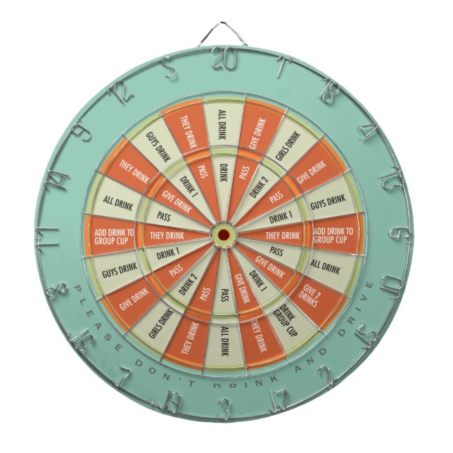 Drinking Game in Aqua and Orange Dartboard (Front)