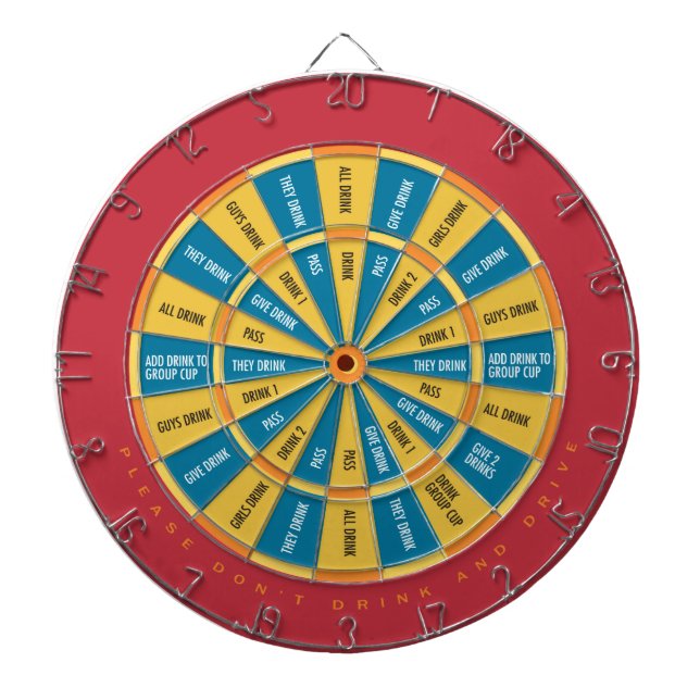 Drinking Game in Primary Colours Red Green Blue Dartboard (Front)