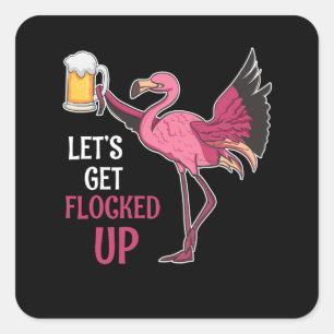 Drinking Girls Party Flamingo Square Sticker