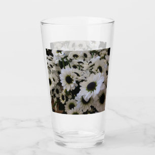 Drinking Glass - Black & White Daisy