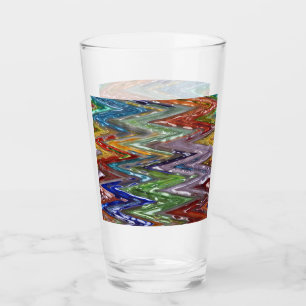 Drinking Glass - Colourful Glass Zigzag #44