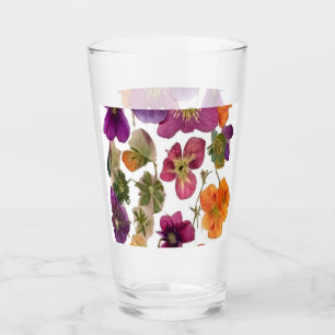 Drinking Glass - Pretty Pressed Flowers