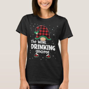 Drinking Gnome Buffalo Plaid Matching Christmas Gi T-Shirt