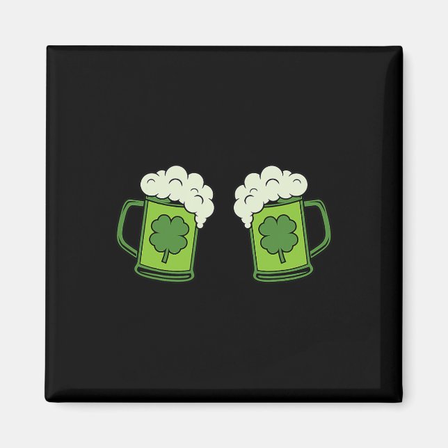 Drinking Green Beer Breast Shamrock Irish Patricks Magnet (Front)