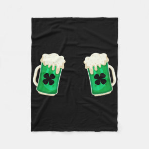 Drinking Green Beer Breast Shamrock Irish St Patri Fleece Blanket