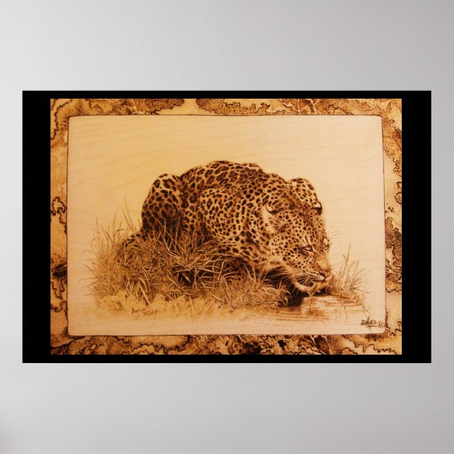 Drinking Leopard by Erik Brush Poster (Front)
