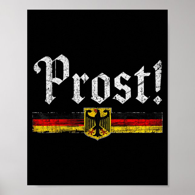 Drinking Men Women Vintage German Flag Prost  Poster (Front)