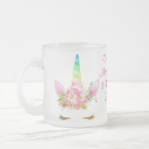 Drinking Morning Magic Rainbow Unicorn Frosted Glass Coffee Mug