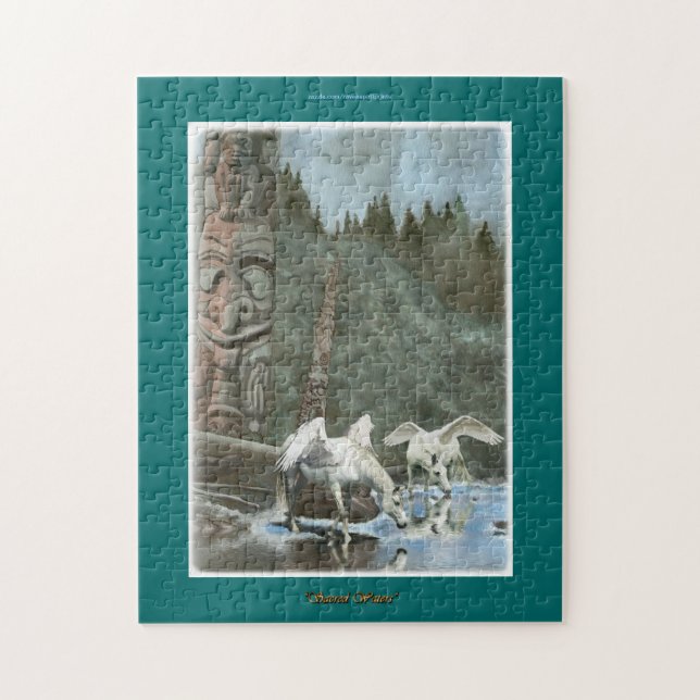 Drinking Pegasi & Totem Poles Fantasy Art Puzzle (Vertical)