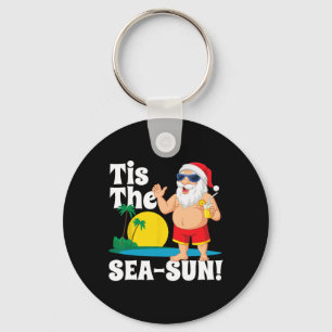 Drinking Santa Claus Tis The Sea-sun Christmas In Key Ring